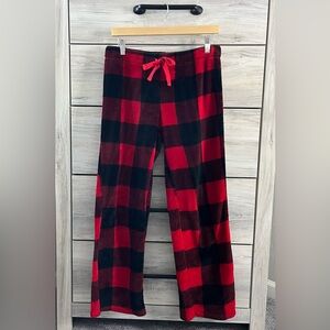 Red and black plaid Christmas soft warm pajama pants Small
